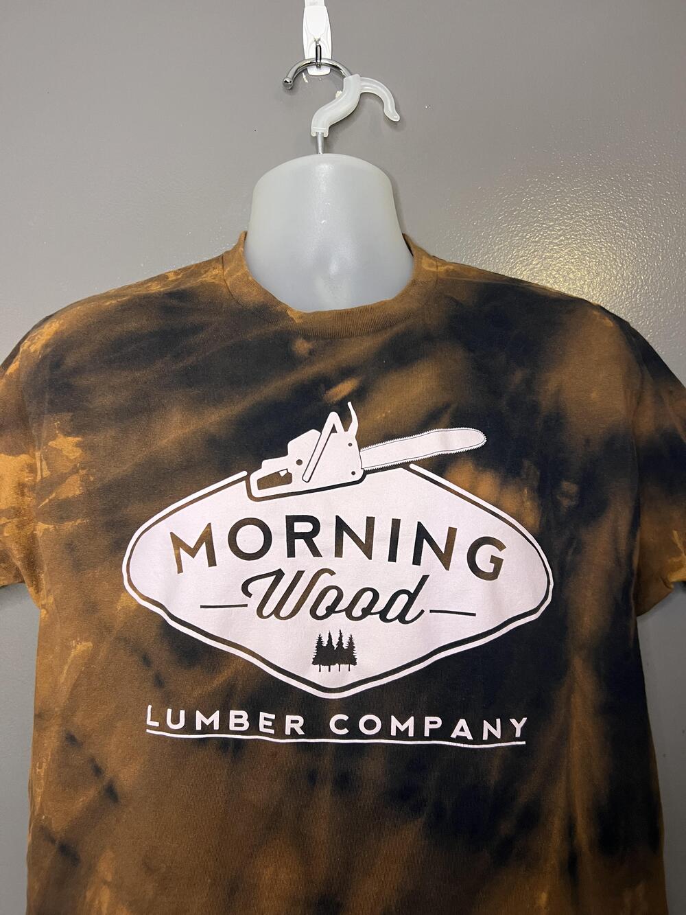 Morning Wood Lumber Company Shirt Mens Large Brown Tie Dye Graphic Spencer's